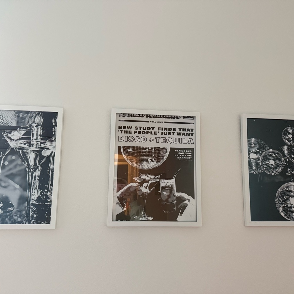 Black and White Disco Art Print Set